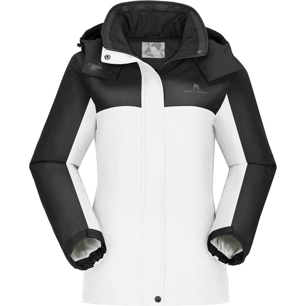 Women's Black White Ski Jacket Winter Mountain Waterproof Female Jacket